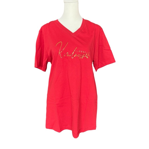 Red v-neck t-shirt - Picture 3 of 8